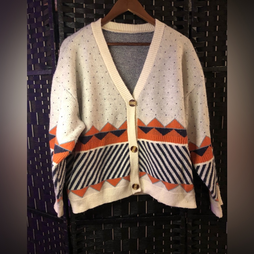 Retro-Inspired Multi-Colored Cardigan